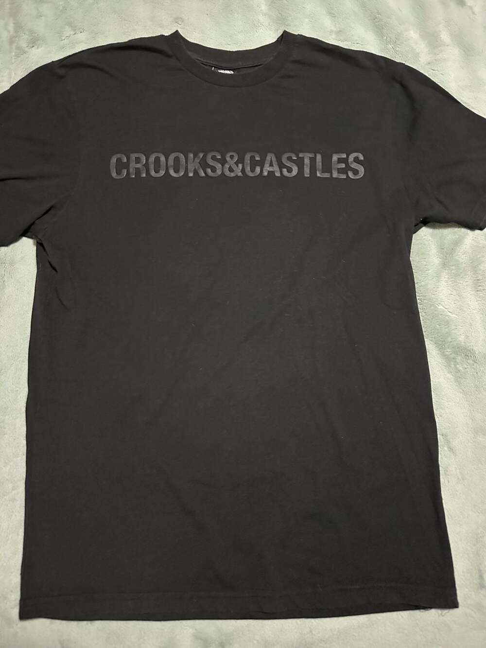 Crooks & Castles Black Logo Graphic T-Shirt, Size Medium